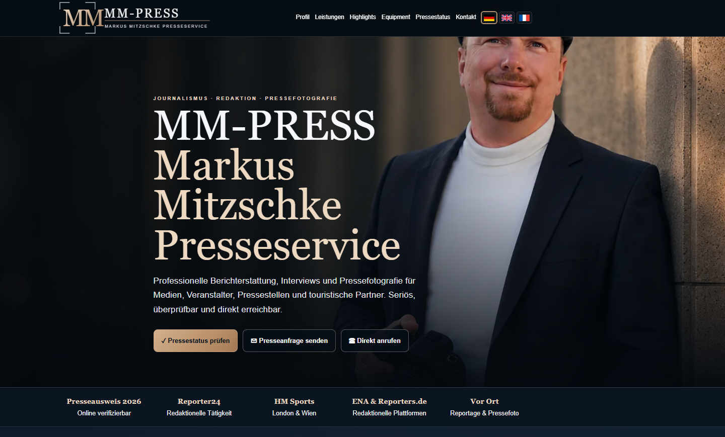 Screenshot der Website MM-PRESS