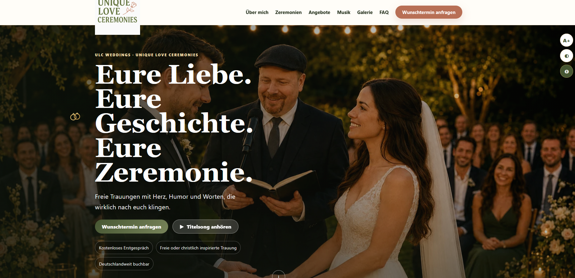 Screenshot der Website Einfach Markus Weddings